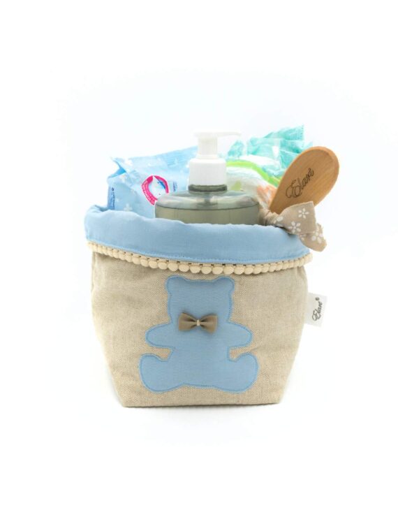 Cestino Beauty Teddy Azzurro Polvere