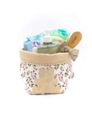 Cestino Beauty Teddy Foglie Mauve